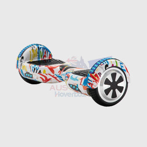Australia Hoverboards Riding Scooter Accessory Hoverboard Electric Scooter 6.5 inch – White Graffiti Style + LED lights [Free Carry Bag & Bluetooth]
